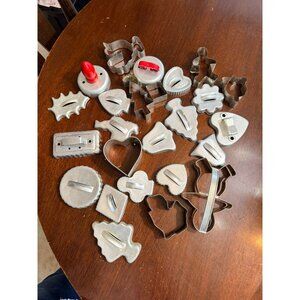 Vintage Aluminum Cookie Cutters Set Of 20 With Handles & Christmas Shapes Classi